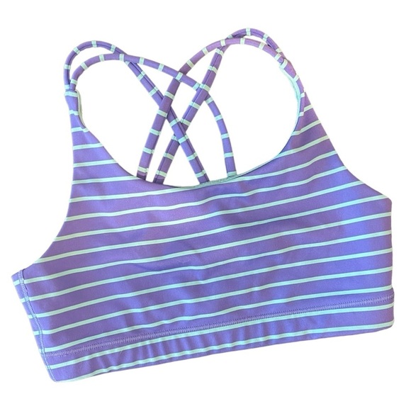 Athleta Girl Blue & Purple Striped Sports Bra Girls size 8 - 10 - Picture 1 of 6